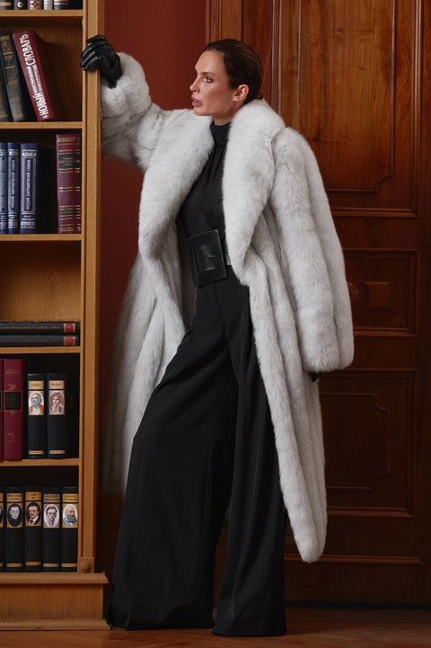 Long White Fox Fur Coat