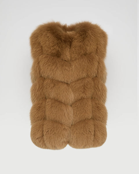Gilet in volpe senza maniche