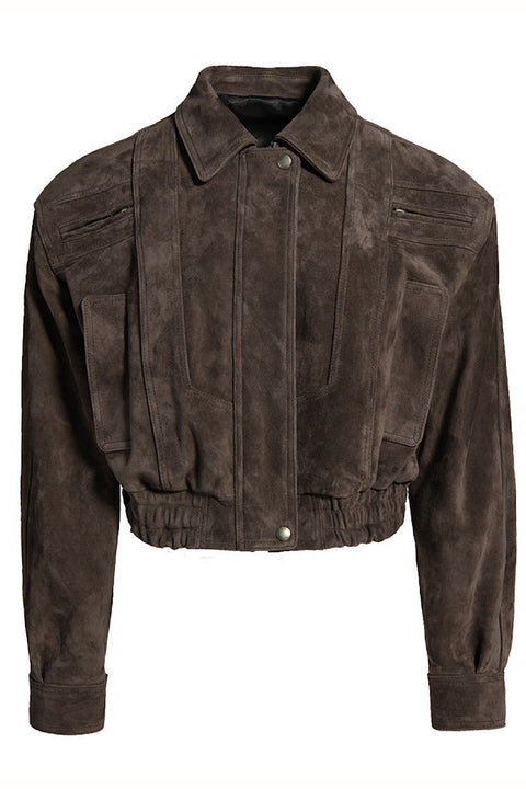Chaqueta corta de ante marrón