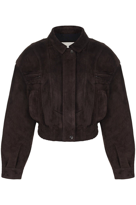 Chaqueta corta de ante color chocolate