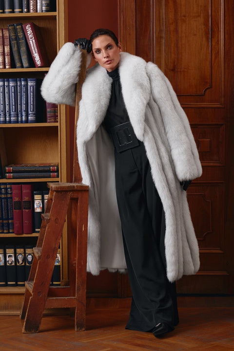 Long White Fox Fur Coat