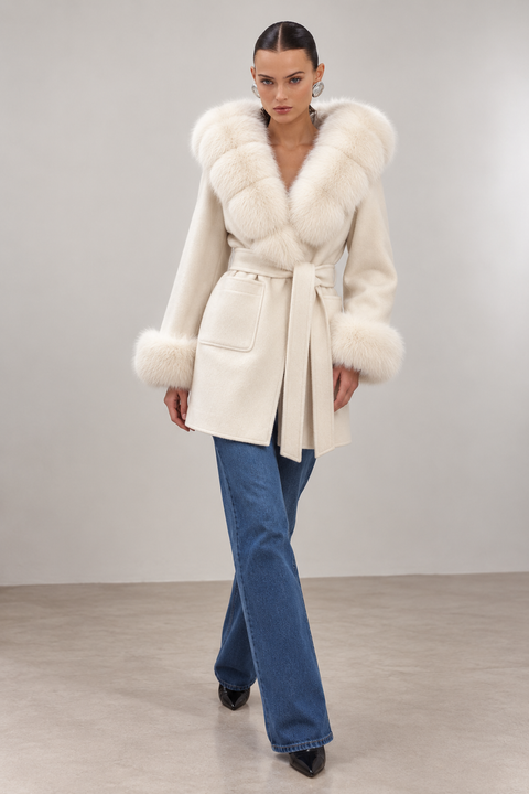 Off-White Wool coat with fox fur