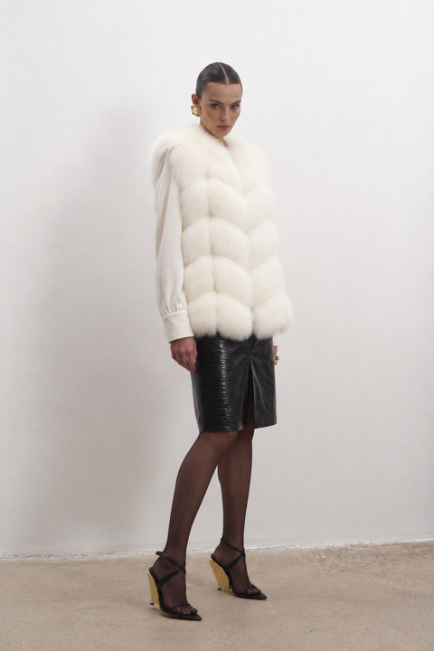 Gilet in volpe senza maniche