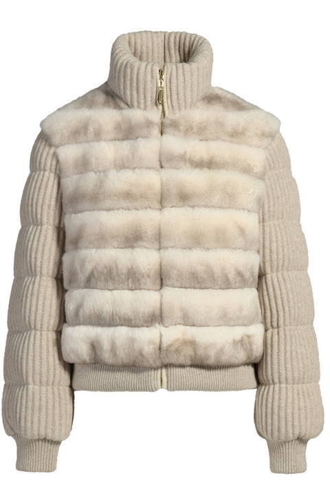Parka in lana imbottito con pelliccia