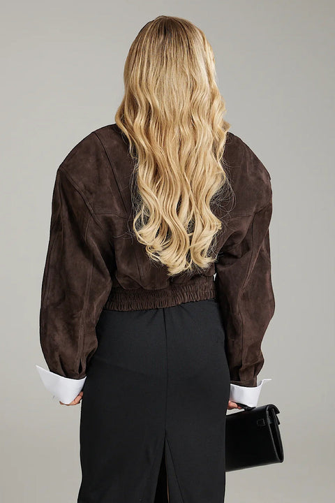Cropped Chocolate Suede Jacket