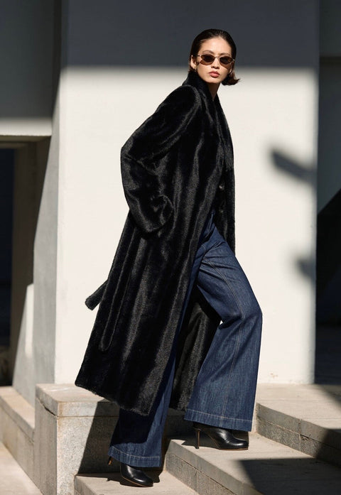 Black Faux Fur Coat