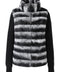Black cashmere jacket with chinchilla-shaded Rex Rabbit fur trim displayed against a light background, highlighting its sleek silhouette and rich texture.
