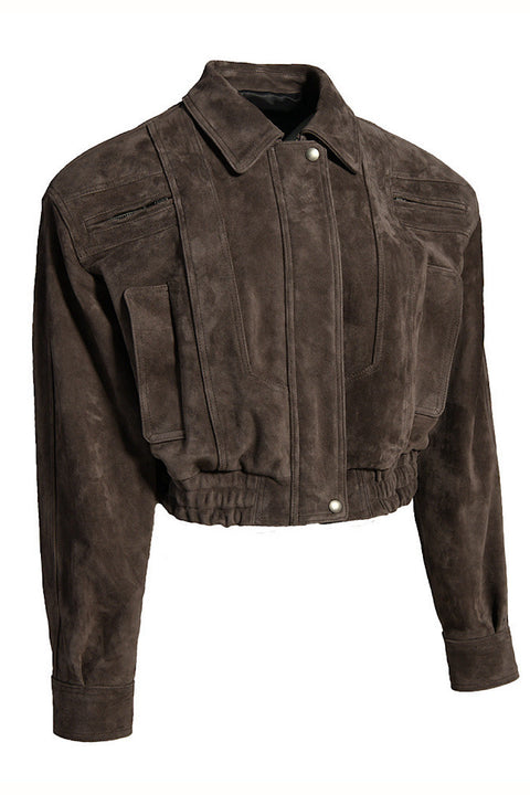 Cropped Brown Suede Jacket