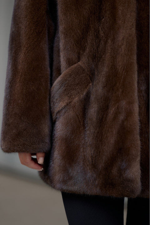 Short Brown Mink Fur Jacket