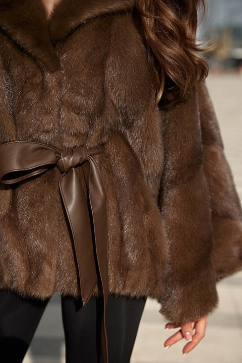 Brown Belted Mink Cape