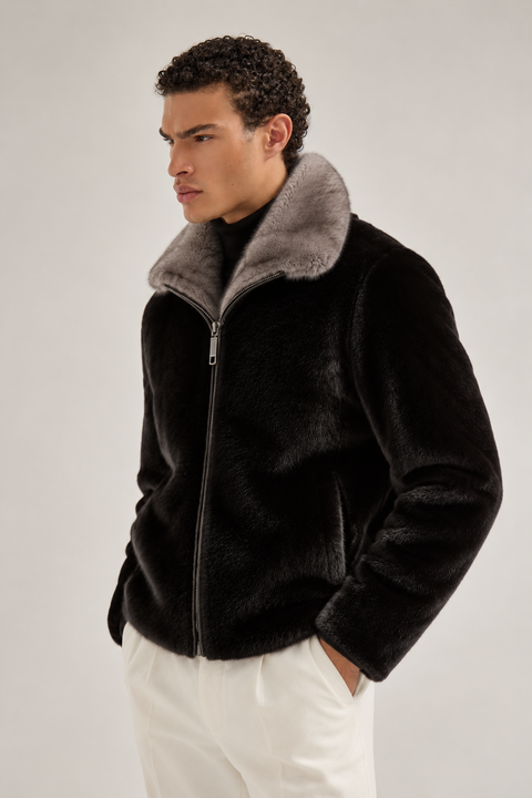 Men Genuine Full Mink Jacket