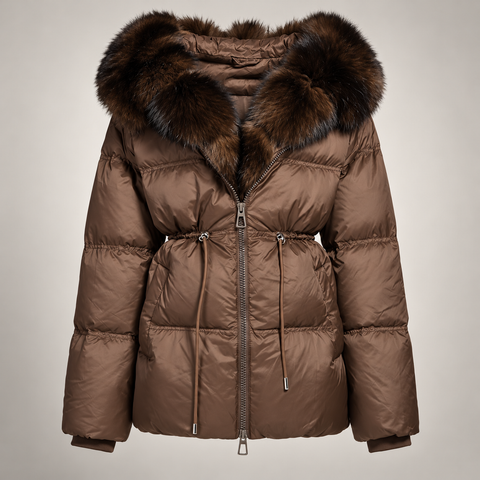 Parka de penas com pelo de raposa