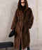 Hooded Long Brown Mink Fur Coat