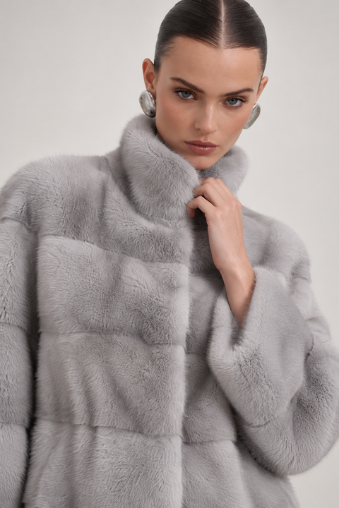 Cappotto in visone grigio