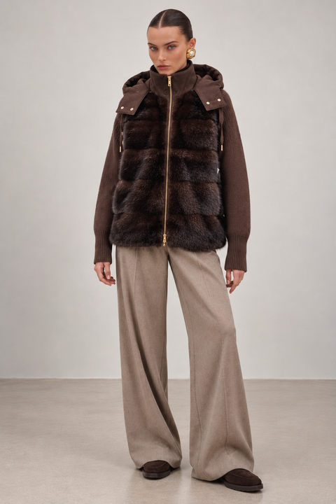 Hooded Cashmere and Mink Jacket