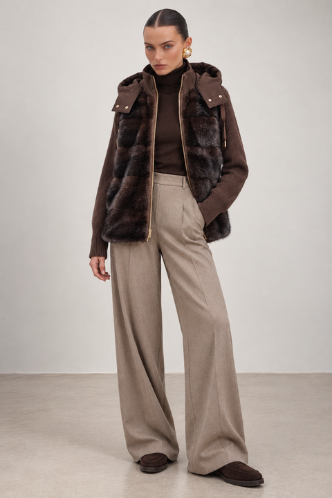 Hooded Cashmere and Mink Jacket