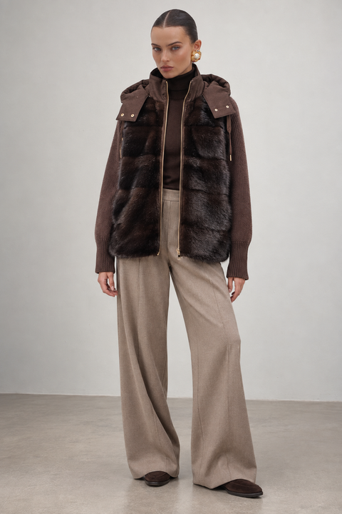 Hooded Cashmere and Mink Jacket