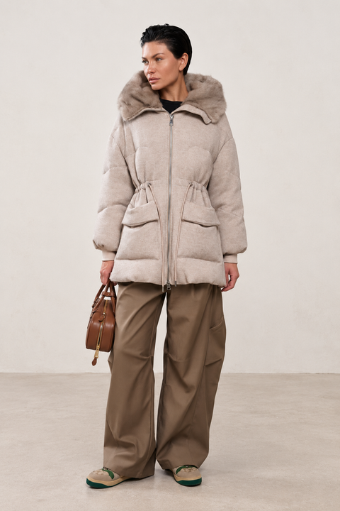 Wool-Blend Mink Parka