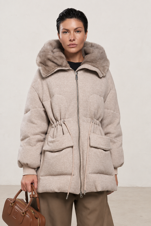 Wool-Blend Mink Parka