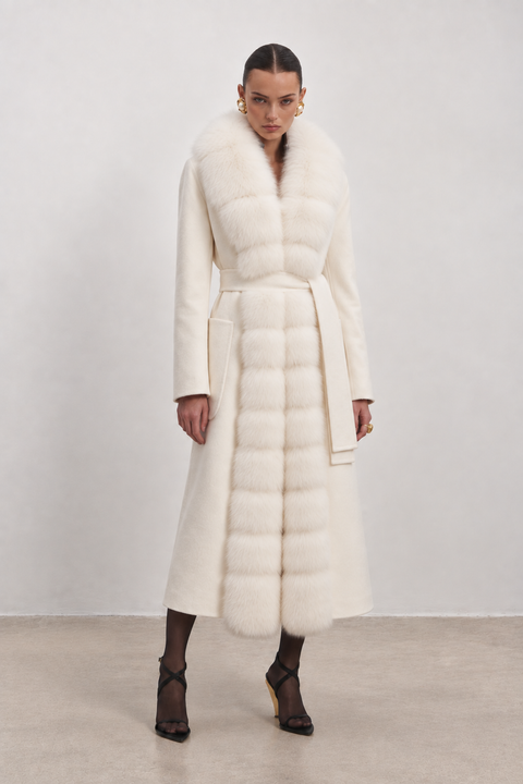Off-White Cashmere Coat & Fur