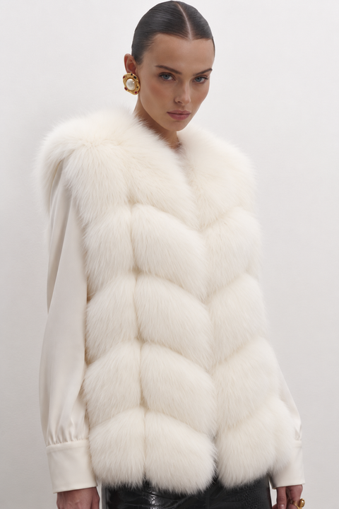Gilet in volpe senza maniche