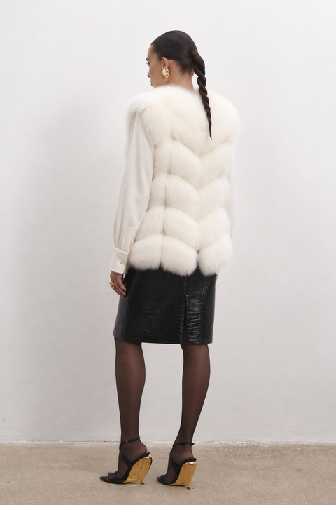 Gilet in volpe senza maniche