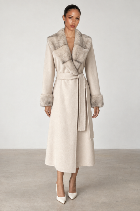 Cashmere Coat with Mink