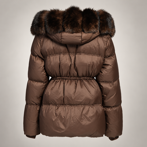 Parka de penas com pelo de raposa