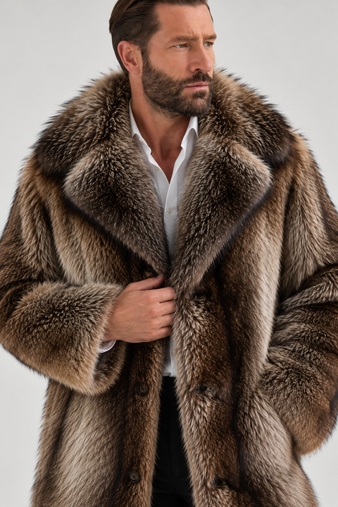 Men Raccoon Fur Coat