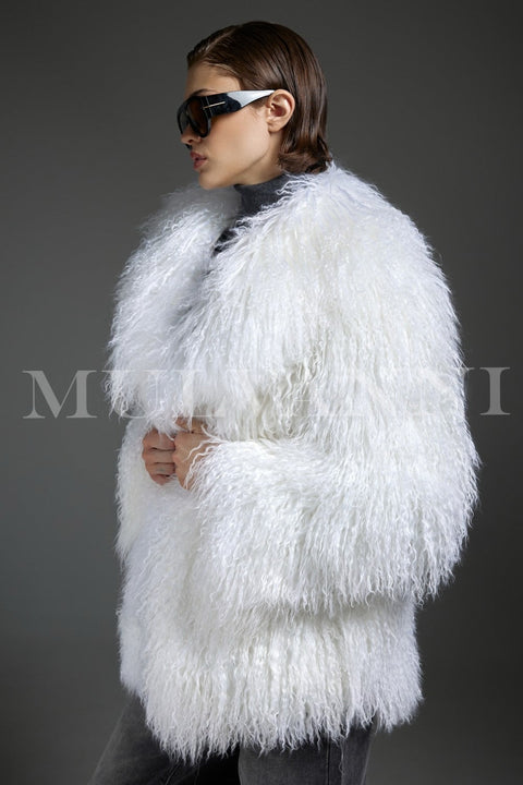 Oversized White Mongolian Coat