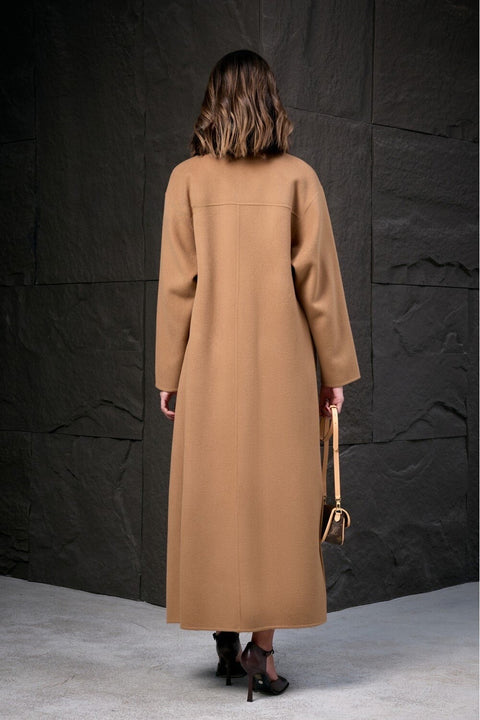 Camel Cashmere Coat with Mink