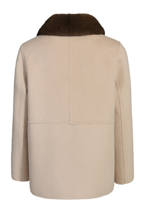 Short Cashmere Coat with Mink