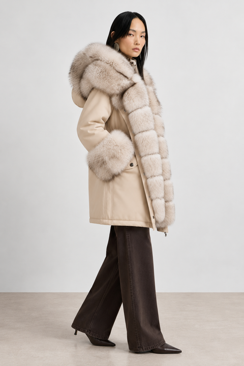 Parka doublée en fourrure de renard