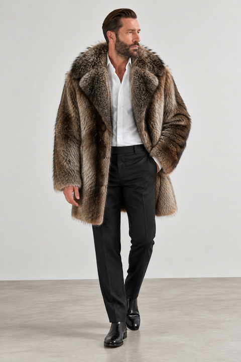 Men Raccoon Fur Coat