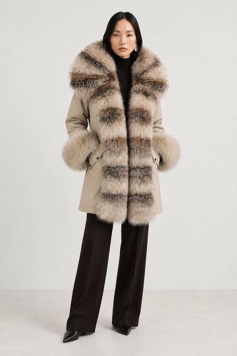 Parka doublée en fourrure de renard