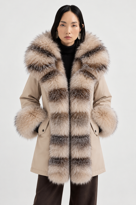 Parka doublée en fourrure de renard