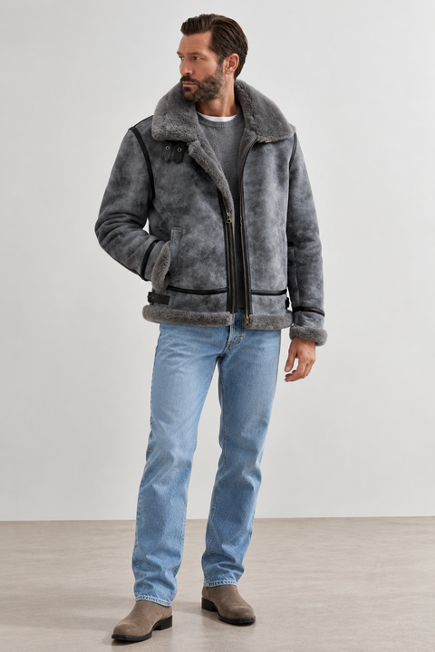 Men Genuine Shearling Jacket