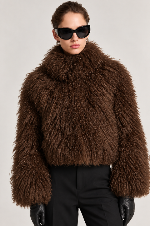 Manteau court en fourrure mongole