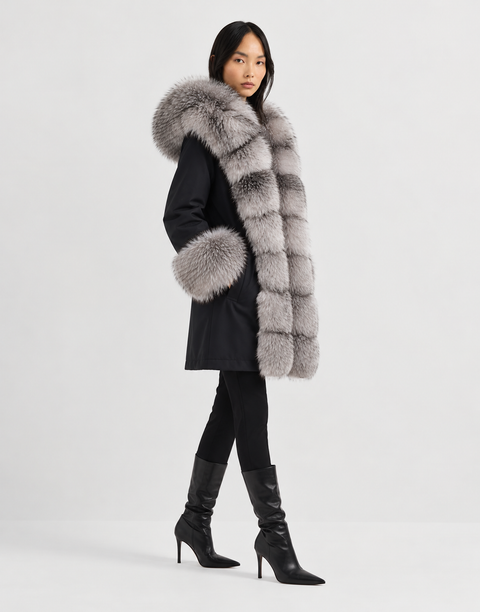 Parka forrada de piel de zorro