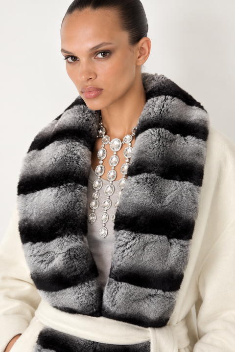Cashmere Coat With Rex Rabbit