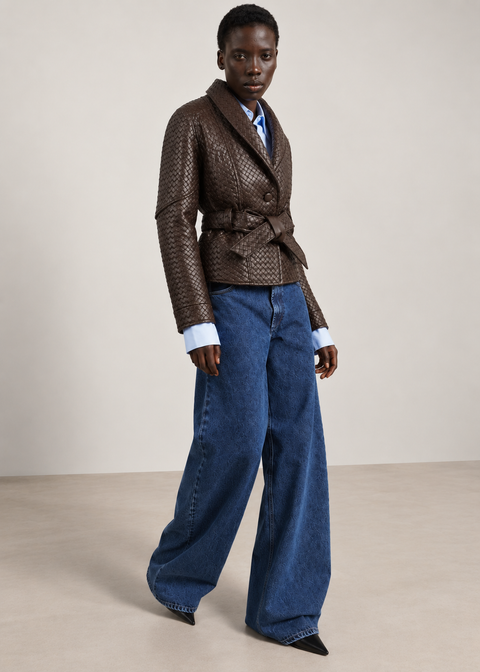 Woven Leather Jacket